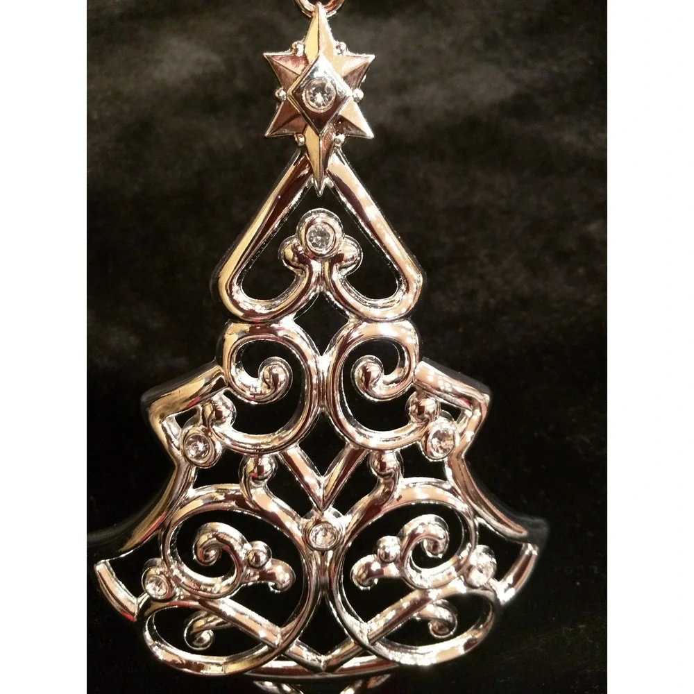 Vintage Lenox Sparkle & Scroll Clear - Silver Christmas Tree Ornament